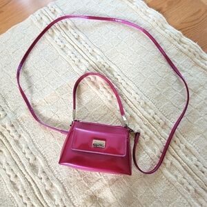 Beijo Mulitway Mini Kelly Patent Leather Purse Raspberry Silver Hardware